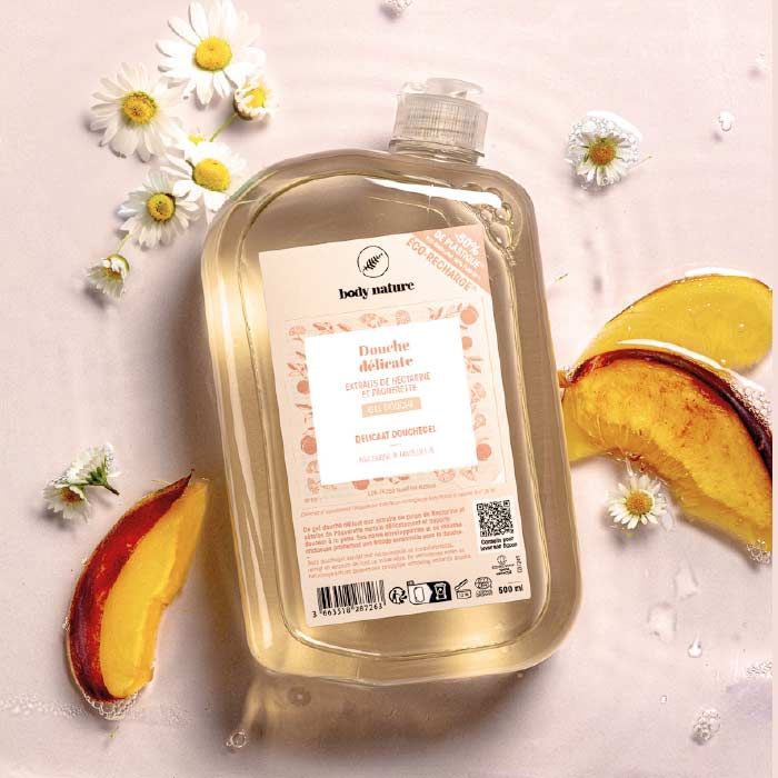 Pinpack du gel douche délicat aux extraits de Nectarine et Pâquerette