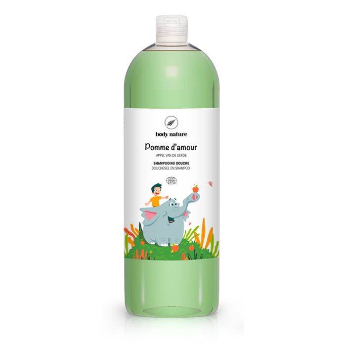 Flacon du Gel douche et shampooing pour enfants : 2-en-1 à la pomme d'amour