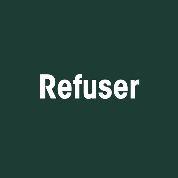 Aplat vert avec le mot "Refuser"