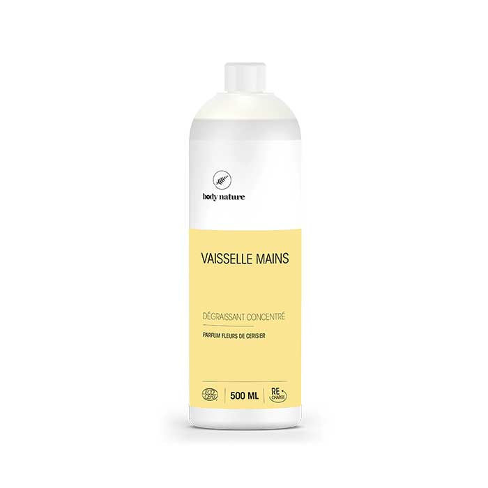 Liquide vaisselle écologique senteur Fleurs de cerisier. Format recharge de 500ml.