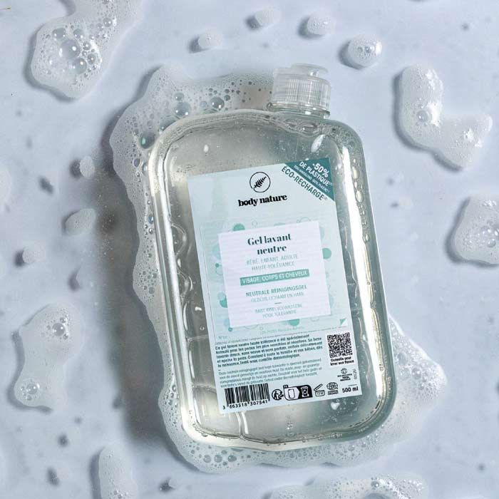 Pinpack du gel lavant neutre. Adapté pour les bébés, enfant et toutes les peaux sensibles. A utiliser pour le visage, le corps et les cheveux.