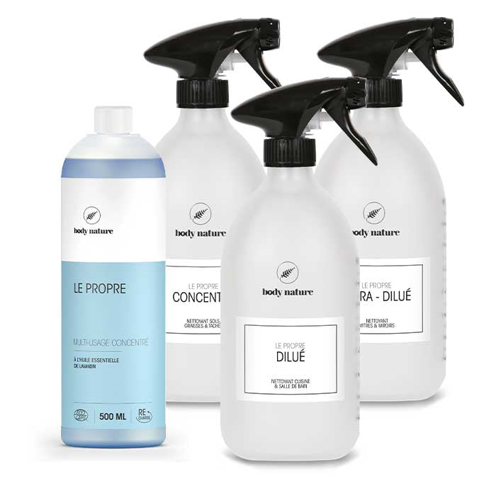 Kit complet : Le Propre Lavandin 500ml avec les 3 flacons en verre pour les dilutions du Propre