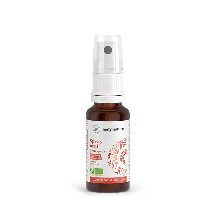 Complément alimentaire apaisant pour la gorge. Flacon spray